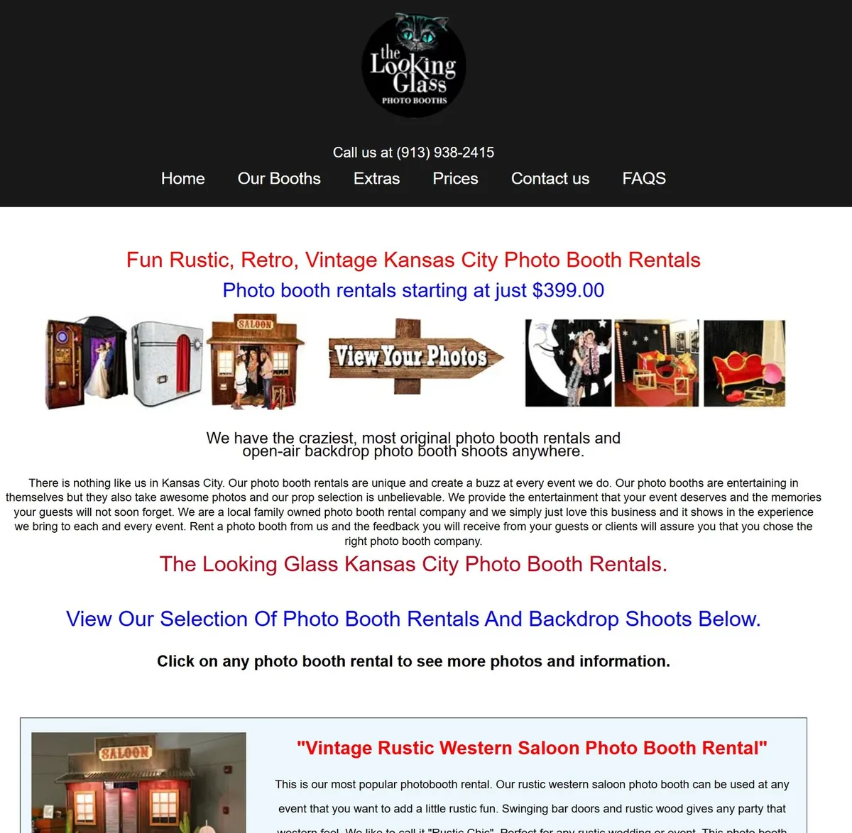 Original The Looking Glass Photo Booths homepage