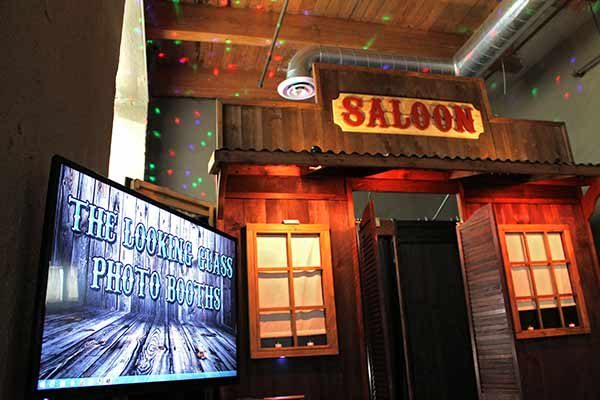 Rustic Western Saloon photo booth at a Kansas City wedding